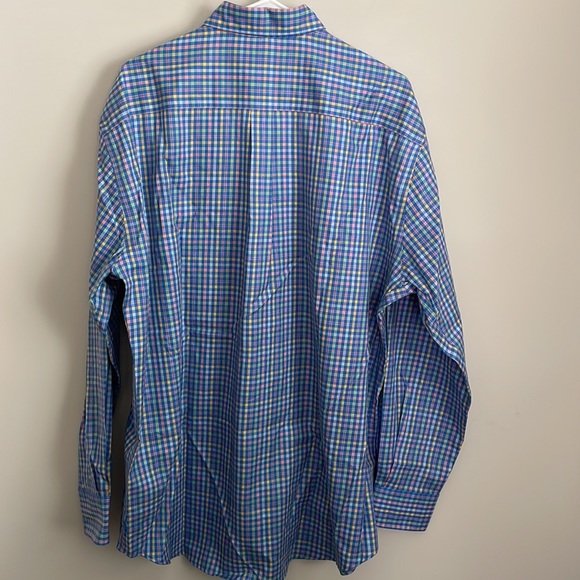 Peter Millar Mini-Plaid multi blue-green-purple- Button down long sleeve XL - Picture 3 of 7